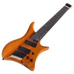8 cordas guitarra elétrica sem cabeça 30 Polegada traste de fibra sólida cinza corpo 686mm escala fosco mini guitarra natural alta qualidade - Image 2