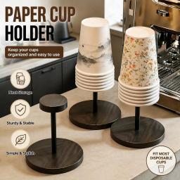 Suporte de Copos de Papel Descartáveis em Madeira Cor Noz, Ideal para Cantinhos de Café Domésticos, Cozinhas e Pequenos Balcões de Bar - Image 1