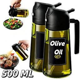 Dispensador de Azeite em Garrafa Plástica para Utensílios de Cozinha, Acessórios para Fritadeira a Ar, Pulverizador de Azeite, Verde Escuro com Bloqueio de Luz para Cozinhar - Image 1