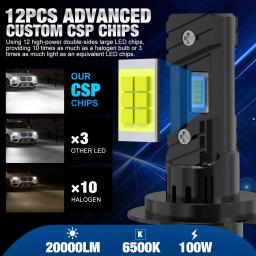 Xstorm 2 peças h7 lâmpada de farol led 100w 20000lm cps led canbus lâmpadas automotivas 6500k lâmpada de luzes led para carro 12v farol de caminhão - Image 2