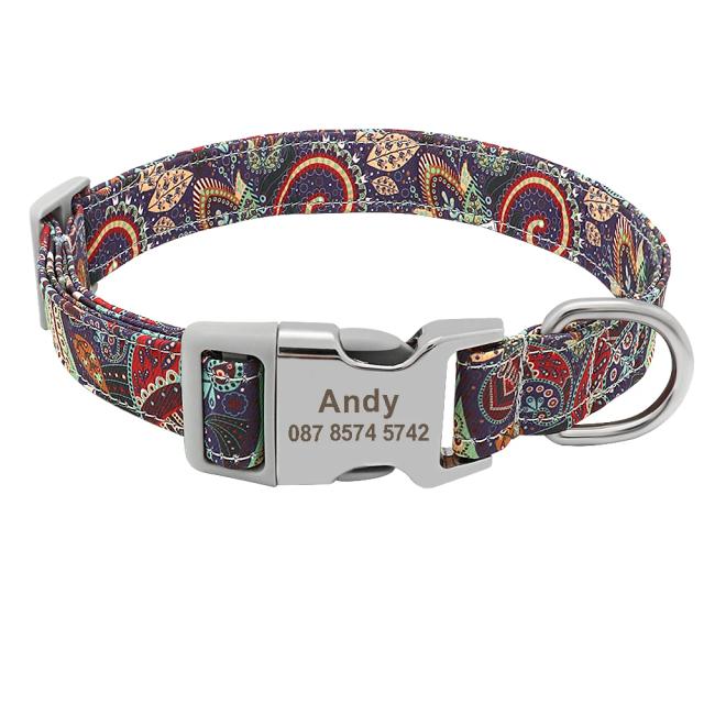 Coleira de cachorro personalizada, identificação de cachorro de estimação, etiqueta de nome, acessórios, coleiras pequenas, médias e grandes, nylon gravado, filhote de cachorro, coleiras S-L