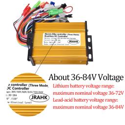 JRAHK 36V 48V 60V 64V 72V 84V E-bike Controlador Scooter 400W 500W 600W DC Peças de velocidade do motor sem escova para bicicleta elétrica - Image 2