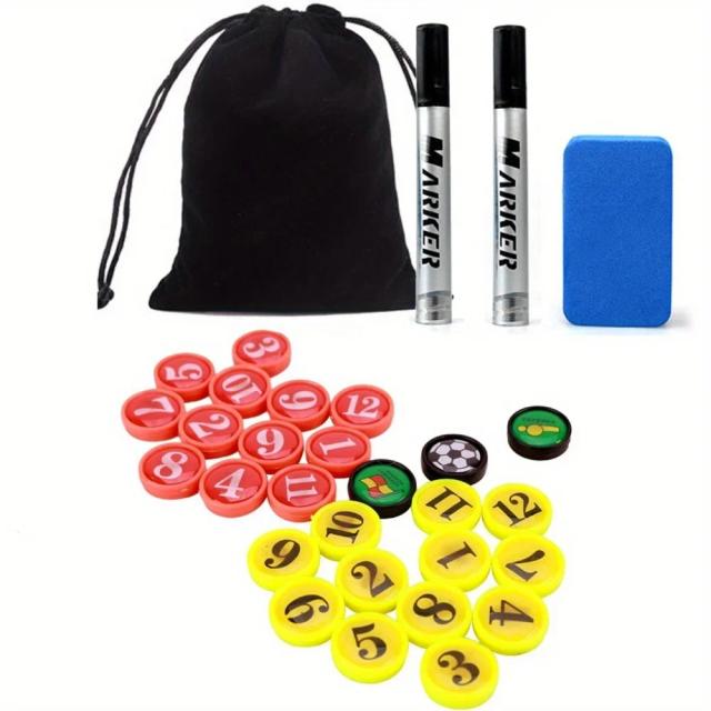 Ímãs de Substituição para Quadro Tático, Ímãs para Jogadores e Caneta Marcadora Apagável a Seco para Quadro de Treinamento de Futebol e Basquete