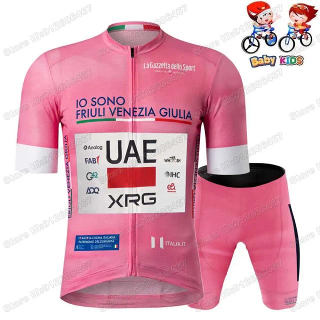 Conjunto de Camiseta de Ciclismo para Crianças UAE 2026, Roupa de Ciclismo do Campeão Mundial Tadej Pogačar, Roupas de Ciclismo para Meninos e Meninas, Camiseta e Calças para Bicicleta de Estrada
