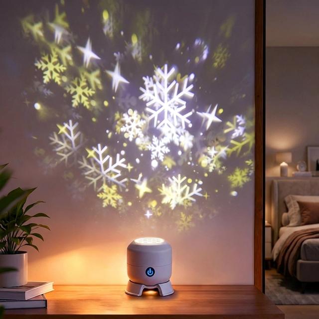Projetor LED Oceânico USB Lâmpada Atmosférica Dinâmica Rotativa 360°
