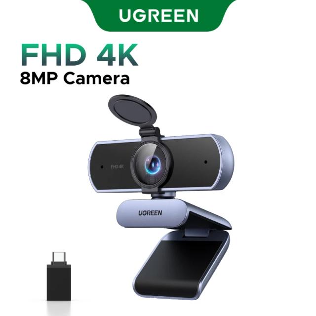 Webcam 4K FHD 1080P 8MP com Foco Automático PDAF e Microfones Duplos com Cancelamento de Ruído por IA para PC