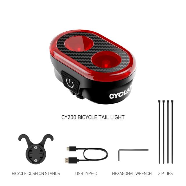 Cyclami cy200 Sensor de Freio Inteligente Luz Traseira LED Carregamento IPX6 À Prova D'água