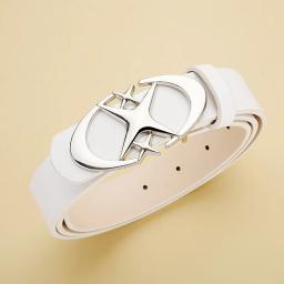 Cinto elegante com fivela de metal cruzada oval – durável, simples e universalmente compatível – ideia de presente unissex para homens e mulheres - Image 2