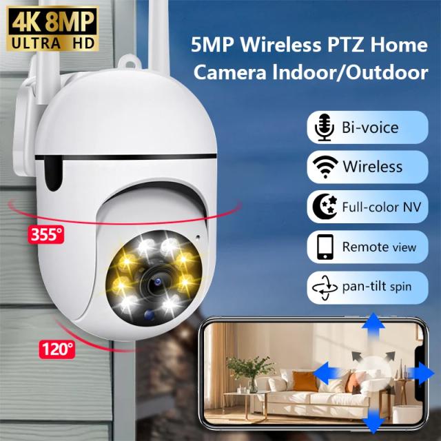 Câmera de Segurança 360° HD 1080P Wi-Fi Interna/Externa