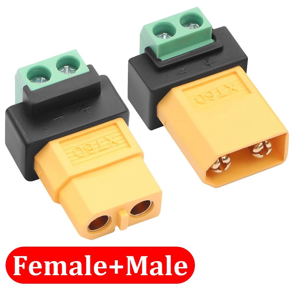 Conector XT60 sem solda macho/fêmea para adaptador de terminal de parafuso de 2 pinos, conector de bala XT60 portátil, plugue de alimentação para aviões RC - Image 1