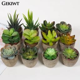 Mini plantas suculentas artificiais evergreen, pequenas plantas simuladas em vaso de árvore, flores falsas, enfeites de mesa de escritório, decoração de jardim doméstico - Image 2