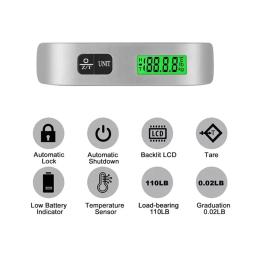 Balança de bagagem 110lb 50kg Digital portátil pendurado balança de bagagem para mala de viagem balança de peso - Image 3