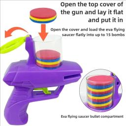 Crianças jogo ao ar livre disco de espuma arma brinquedo disco voador tiro lançador arma dupla pai-filho interativo crianças brinquedo - Image 2