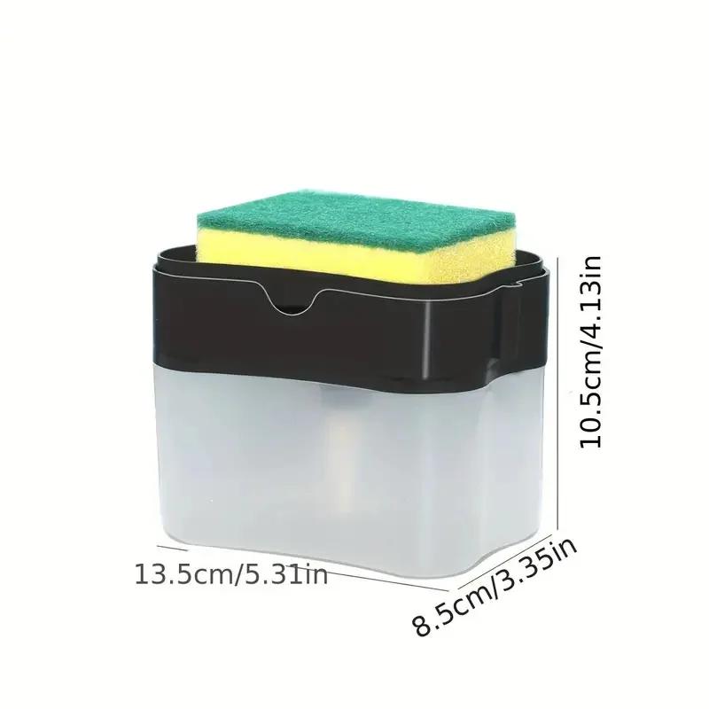 1/2 Peças Dispensador Automático de Sabão com Suporte para Esponja e Frasco de Pressão para Líquido, Ferramenta de Limpeza de Louça com Esponja e Pano, para Uso em Pia de Cozinha - Image 1