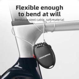 Rockbros bloqueio de bicicleta anti-roubo portátil leve senha de 3 dígitos bloqueio de cabo capacete corrente mochila acessórios de bicicleta - Image 4