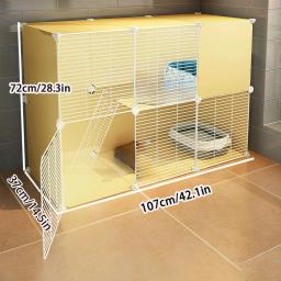 Gaiola para Gatos com Espaço Livre, Tamanho Pequeno com Rodas, Armário Amarelo para Gatinhos, Vila para Gatos, Casa Interna para Gatos para Uso Doméstico - Image 5