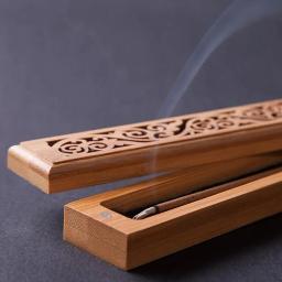 Incensário de Bambu Natural com Prato para Aromaterapia, Caixa de Madeira para Queima de Incenso com Linha Oca - Image 4
