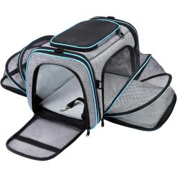 Porta-animais de estimação expansível aprovado pela companhia aérea para cães e gatos pequenos – Bolsa de viagem dobrável de lados macios com acesso de 4 vias - Image 1
