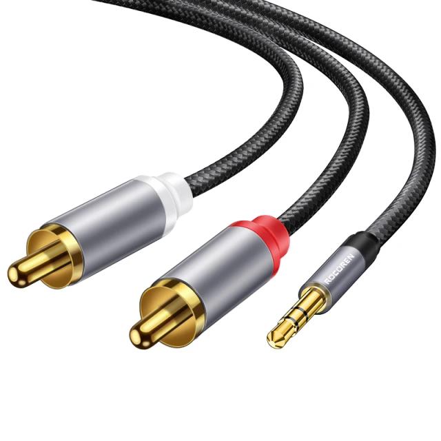 Rocoren Cabo de Áudio 3.5mm para 2RCA Macho Adaptador Divisor 1.5m