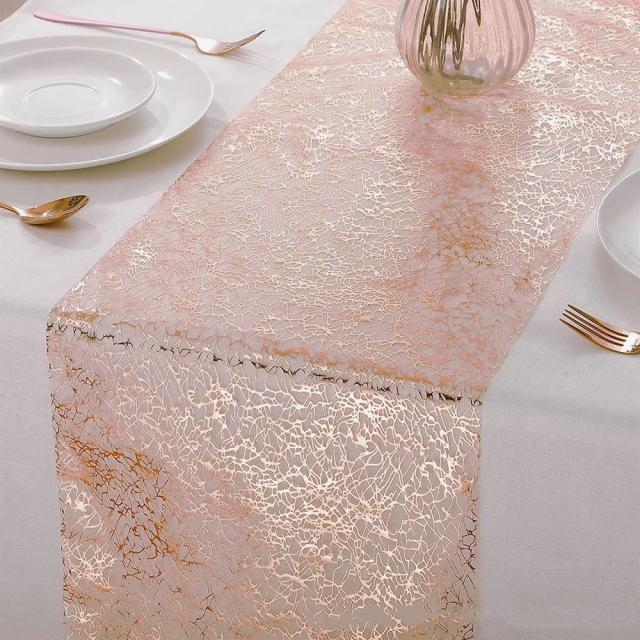 Corredor de Mesa Dourado Metálico Glitter 28x275cm Decoração Luxuosa Casamento e Festas