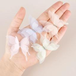 10/20 pçs cor gradiente organza tecido borboleta apliques 5cm translúcido chiffon borboleta para diy costura artesanato decoração - Image 1