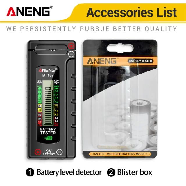 ANENG BT167 Testador de Nível de Bateria Multifuncional Plástico ABS