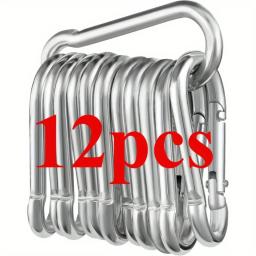 Conjunto de mosquetões de aço inoxidável de 12 peças, 6x60mm, capacidade de carga de 180kg, galvanizado resistente à ferrugem, multiuso para atividades ao ar livre - Image 2