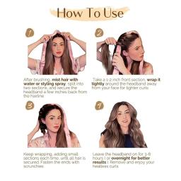 Sem calor rolos de cabelo sem calor haste de ondulação bandana macio modelador de cabelo cetim cachos dormir bonnet noite boné ferramentas estilo - Image 5