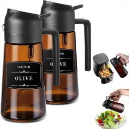 2026 Pulverizador e Dispensador de Óleo de Vidro 2 em 1, 16oz, Garrafa de Azeite Antivazamento para Cozinhar, Fritadeira a Ar e Churrasco, Pulverize e Deite - Image 3