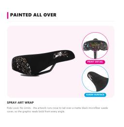 Selim TANKE Graffiti BMX MTB com capa de microfibra camurça, contornado, antiderrapante, com pintura artística, selim grande para wheelie e manobras, para bicicletas fixas - Image 2