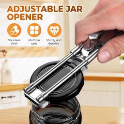 Abridor de Jarros Ajustável em Aço Inoxidável, Abridor de Garrafas Profissional, Utensílio de Cozinha para Abrir Tampas Apertadas, Ideal para Idosos com Artrite - Image 2