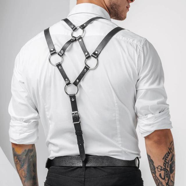 Suspensórios Masculinos de Couro Ajustável - Moda Adulto