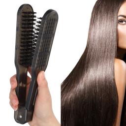 Pro alisador de cabeleireiro escova de cabelo de náilon alisamento escovas duplas v forma pente braçadeira ferramentas estilo escova - Image 1
