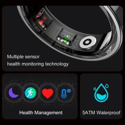 2024 COLMI R09 Anel inteligente para homens e mulheres, monitoramento de frequência cardíaca e oxigênio no sangue, 5ATM e IP68 à prova d'água para Android iOS - Image 2
