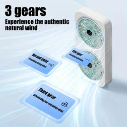 Ventilador USB de Cabeça Dupla com Lâminas Rotativas 360°, Design de Montagem em Parede ou Uso Independente, Ventilador Recarregável para Escritório, Quarto e Acampamento ao Ar Livre - Image 3