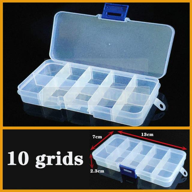 Recipiente 10 grade caixa de plástico prático ajustável compartimento jóias grânulo caso de armazenamento parafuso titular caso display organizador