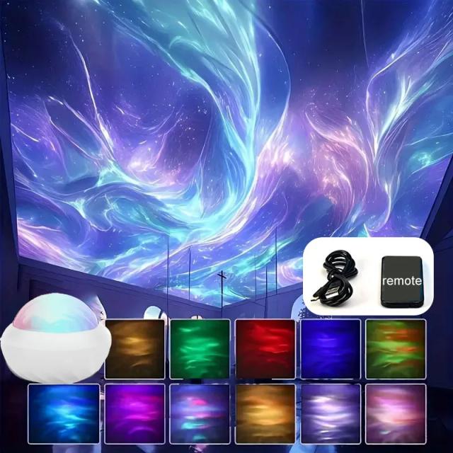 Projetor de Luz do Norte RGB Aurora Lamp 360° Giro