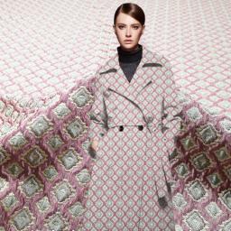 Tecido jacquard brocado em relevo fio dourado diamante trench coat pano para vestido a jarda - Image 2