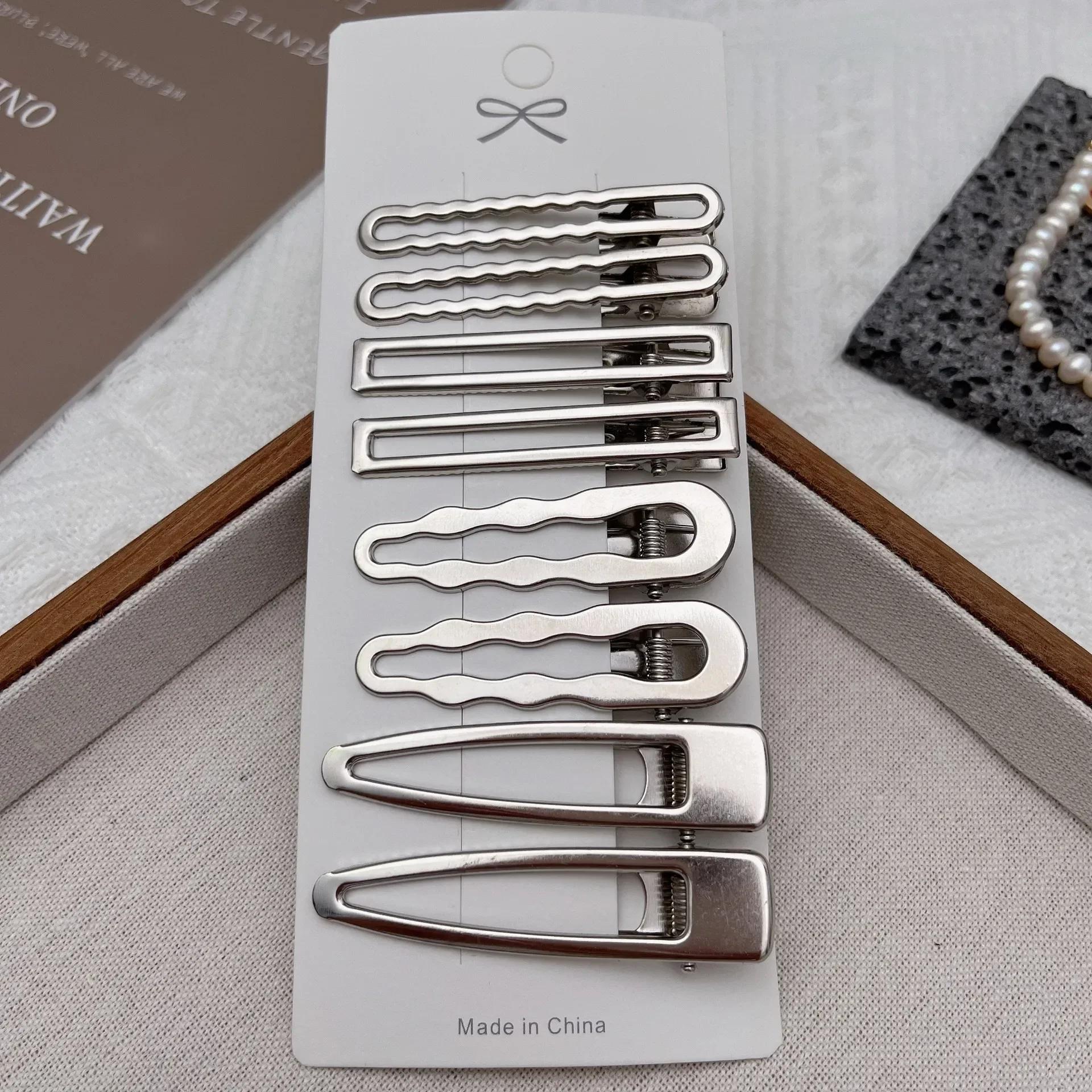 Grampos de Metal Prateado para Cabelo Y2K Personalidade Bico de Pato ...