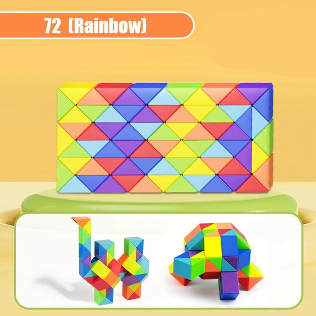 Brinquedo de quebra-cabeça colorido de cobra de regra mágica-cubo mágico multicolorido transformável brinquedos educativos de descompressão para crianças