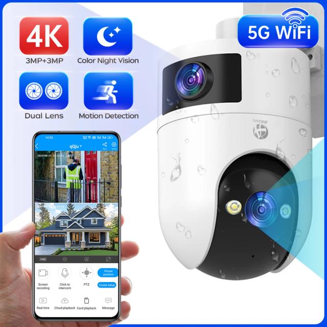 Câmera IP 4K PTZ Externa Lente Dupla 5G WiFi Segurança Rastreamento Automático
