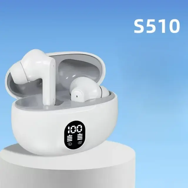 Fones de Ouvido Bluetooth S510 TWS Display LED Microfone Alta Fidelidade Estéreo À Prova D'água