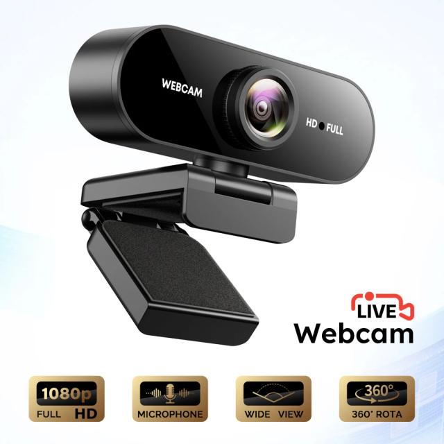 Webcam 1080P FHD com Microfone USB para Computador Lente Grande Angular 1 Unidade