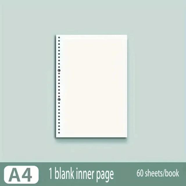 Folhas de Recarga Caderno Bloco de Notas Papel Fichário A4/B5/A5 Em Branco/Grade/Forrado 60 Folhas