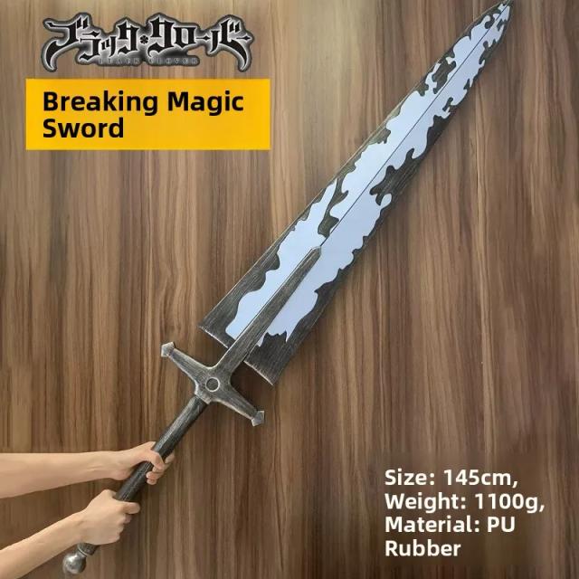 Espada Demoníaca Asta Trevo de Cinco Folhas Preta Borracha Grande Adereço Cosplay