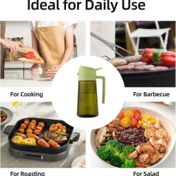 Dispensador de Azeite em Garrafa Plástica para Utensílios de Cozinha, Acessórios para Fritadeira a Ar, Pulverizador de Azeite, Verde Escuro com Bloqueio de Luz para Cozinhar - Image 3