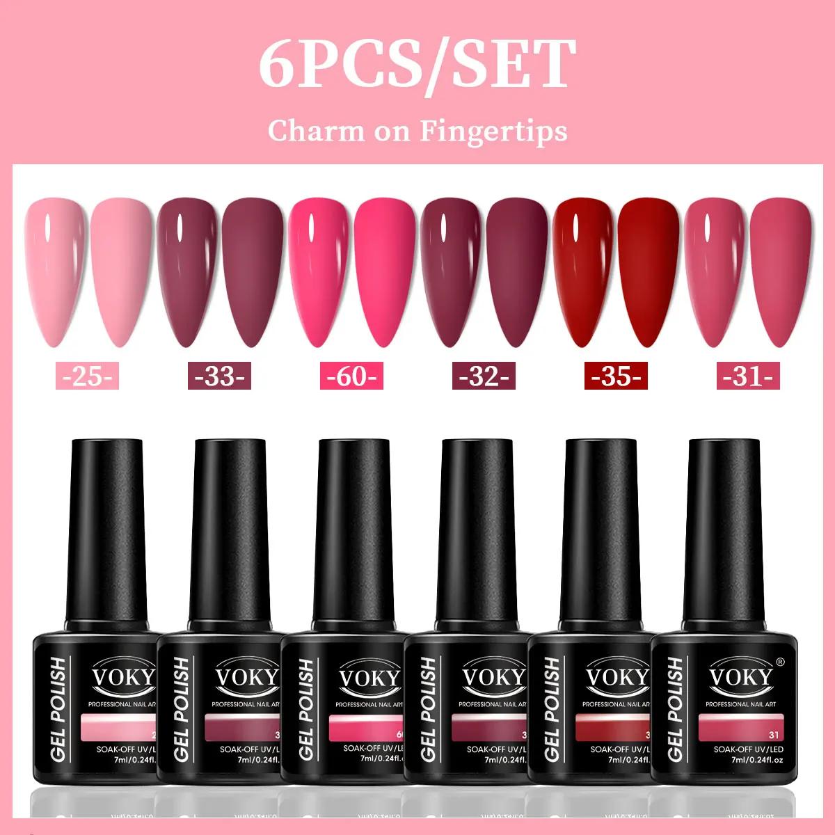 VOKY Conjunto de 6 peças de gel para unhas, gel para unhas da moda sazonal, o presente perfeito para mulheres dar durante os festivais - Image 1