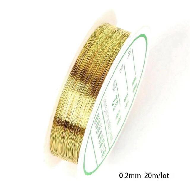 1 rolo de fio de cobre dourado e prateado, faça você mesmo 0.2/0.4/0.6/0.8/1mm, fio de miçangas, artesanato artesanal, pulseira, colares, cordão