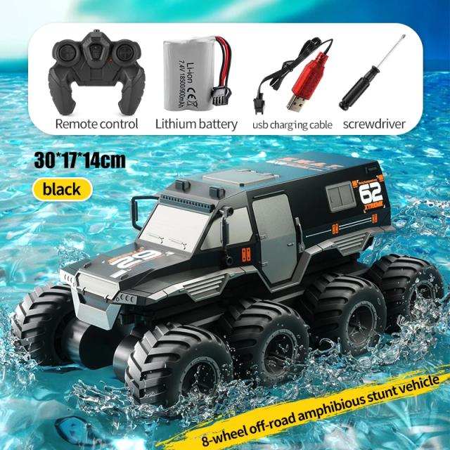 JJRC Q137 Carro de Controle Remoto 8x8 Anfíbio 8 Rodas Off-Road 2.4G