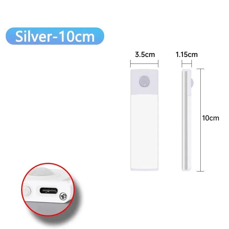 USB tipo C recarregável LED gabinete luz, sensor de movimento, lâmpada para cozinha, iluminação de armário, 20cm, 30cm, 40cm, 50cm, 60cm - Image 1